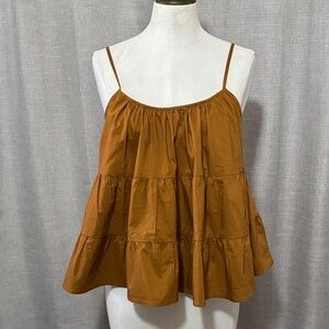 Like New Express Scoop Neck Tiered Tank-xs-Cotton Blend-Rusty Umber--Adj Straps